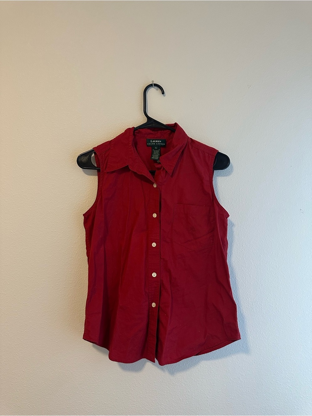 Lauren Ralph Lauren Sleeveless Button-Front Shirt - Red